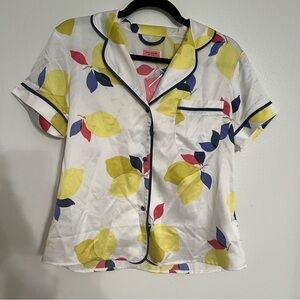 NWT Kate Spade New York KSNY Lemon Zest Satin Sleep Pajama Top S